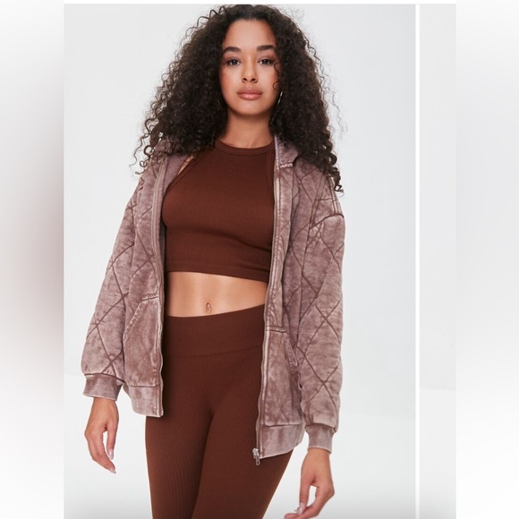 Forever 21 Premium Label Quilted Zip-Up Hoodie size L - NWT - Picture 3 of 17